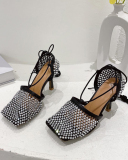 Women Hollow Out Strappy Shining High Heels