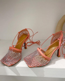 Women Hollow Out Strappy Shining High Heels