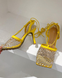 Women Hollow Out Strappy Shining High Heels