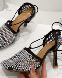 Women Hollow Out Strappy Shining High Heels