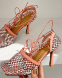 Women Hollow Out Strappy Shining High Heels