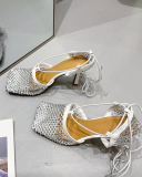 Women Hollow Out Strappy Shining High Heels