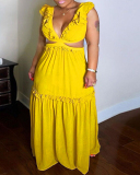 Lady Backless Cross Strappy Sleeveless One Piece Dress L-4XL 
