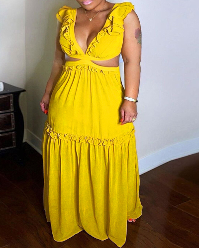 Lady Backless Cross Strappy Sleeveless One Piece Dress L-4XL 