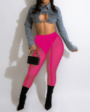 Women Sexy Mesh See Through Long Pants White Black Blue Wine Red Green Rose Red S-2XL 