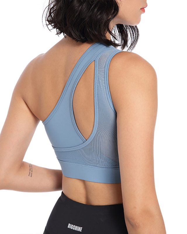 New One Shoulder Sports Bra Fitness Running Yoga Underwear Solid Color Sleeveless Vest S-3XL