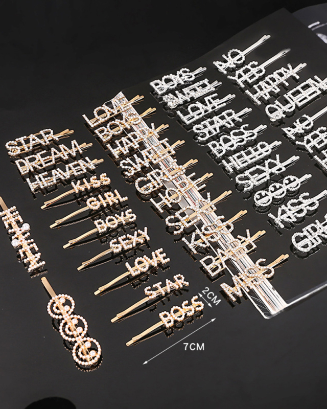 Rhinestones Alphabet Fashion Hairpin