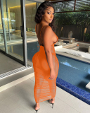 V-neck See Through Sexy Causal Summer Dress S-XXL