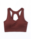 Spring New Seamless Knitted Yoga Sports Fitness Solid Color Yoga Bra S-L