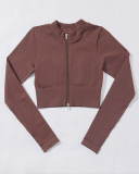 Spring New Seamless Knitted Yoga Sports Fitness Solid Color Yoga Long Sleeve S-L