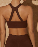 Spring New Seamless Knitted Yoga Sports Fitness Solid Color Yoga Bra S-L