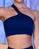 Spring New Sports Seamless Yoga Clothes Women's Fitness One Shoulder Bra Solid Color S-L