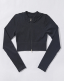 Spring New Seamless Knitted Yoga Sports Fitness Solid Color Yoga Long Sleeve S-L
