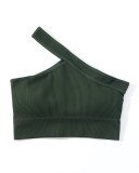 Spring New Sports Seamless Yoga Clothes Women's Fitness One Shoulder Bra Solid Color S-L