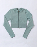 Spring New Seamless Knitted Yoga Sports Fitness Solid Color Yoga Long Sleeve S-L