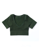 Spring New Sports Seamless Yoga Clothes Women's Fitness Short Sleeve Solid Color S-L