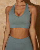 Spring New Seamless Knitted Yoga Sports Fitness Solid Color Yoga Bra S-L