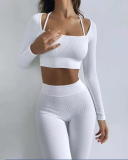 Spring New Sports Seamless Yoga Clothes Women's Fitness Pants Solid Color S-L