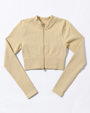 Spring New Seamless Knitted Yoga Sports Fitness Solid Color Yoga Long Sleeve S-L