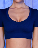 Spring New Sports Seamless Yoga Clothes Women's Fitness Short Sleeve Solid Color S-L