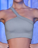 Spring New Sports Seamless Yoga Clothes Women's Fitness One Shoulder Bra Solid Color S-L