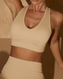Spring New Seamless Knitted Yoga Sports Fitness Solid Color Yoga Bra S-L