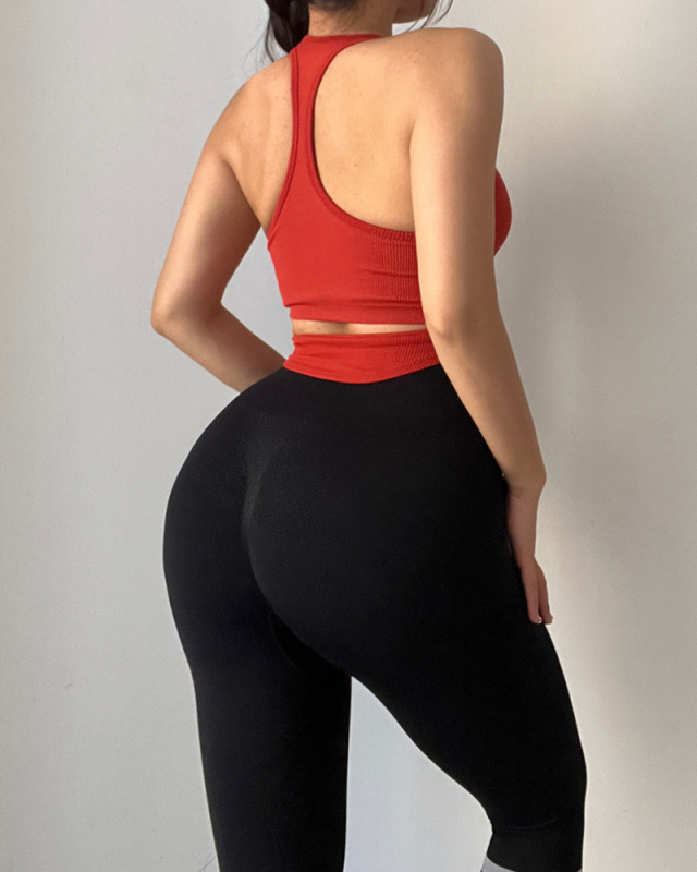Sexy Sports Lingerie Fitness Running Outer Wear Yoga Vest Solid Color Bra S-L