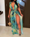 Women Deep V Neck Sleeveless Swimwear Skirt Sets Three Pieces Outfit Red Purple Light Green S-2XL