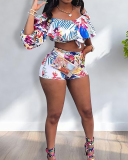 Women's Fashion New Puff Sleeve Tube Top Two-piece Short Sets S-XXL