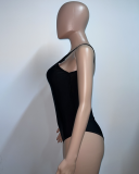 Lady Solid Color Backless One-piece Swimwear