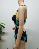 Women Zipper Hollow Out One-piece Swimwear