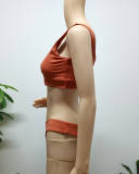 Solid Color Women High Cut Bikini Sets