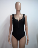 Lady Solid Color Backless One-piece Swimwear