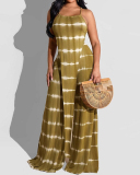 Women Stripe Halter Neck Sleeveless Pants Sets Two Pieces Outfit Yellow Orange Purple Blue S-2XL
