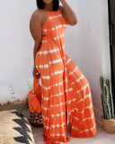 Women Stripe Halter Neck Sleeveless Pants Sets Two Pieces Outfit Yellow Orange Purple Blue S-2XL
