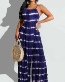 Women Stripe Halter Neck Sleeveless Pants Sets Two Pieces Outfit Yellow Orange Purple Blue S-2XL