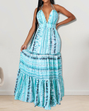 Women Sleeveless Fashion Backless Halter Neck Maxi Dresses Red Green Sky Blue S-2XL