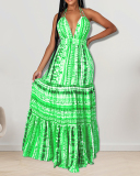 Women Sleeveless Fashion Backless Halter Neck Maxi Dresses Red Green Sky Blue S-2XL