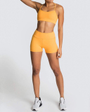 Yoga Two Piece New Women's Bra Shorts Sports Solid Color Suit XS-XL
