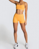 Yoga Two Piece New Women's Bra Shorts Sports Solid Color Suit XS-XL