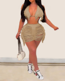 Lady Solid Color Sleeveless Tassel Hollow Out Bra Top Hot Sale Short Sets Two Pieces Outfit White Green Pink Yellow Orange Black Red Apricot Blue S-2XL