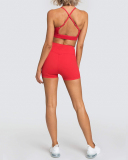 Yoga Two Piece New Women's Bra Shorts Sports Solid Color Suit XS-XL