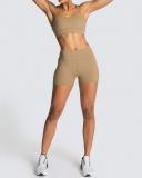 Yoga Two Piece New Women's Bra Shorts Sports Solid Color Suit XS-XL