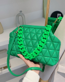 Women's Embroidered Thread Bag bag New Fashion All-match Rhombus Chain Shoulder Messenger Simple Clip Small Square Bag