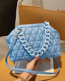 Women's Embroidered Thread Bag bag New Fashion All-match Rhombus Chain Shoulder Messenger Simple Clip Small Square Bag