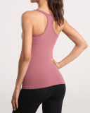 Long Yoga Vest Women's Sports Running Fitness Clothes With Chest Pad Racerback Top Red Green Purple Black White Grey Pink S-XL