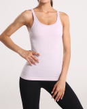 Long Yoga Vest Women's Sports Running Fitness Clothes With Chest Pad Racerback Top Red Green Purple Black White Grey Pink S-XL