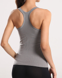 Long Yoga Vest Women's Sports Running Fitness Clothes With Chest Pad Racerback Top Red Green Purple Black White Grey Pink S-XL