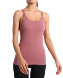 Long Yoga Vest Women's Sports Running Fitness Clothes With Chest Pad Racerback Top Red Green Purple Black White Grey Pink S-XL