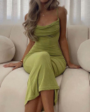 Wholesale Solid Color Long Summer Dress Holiday Casual Dress S-L